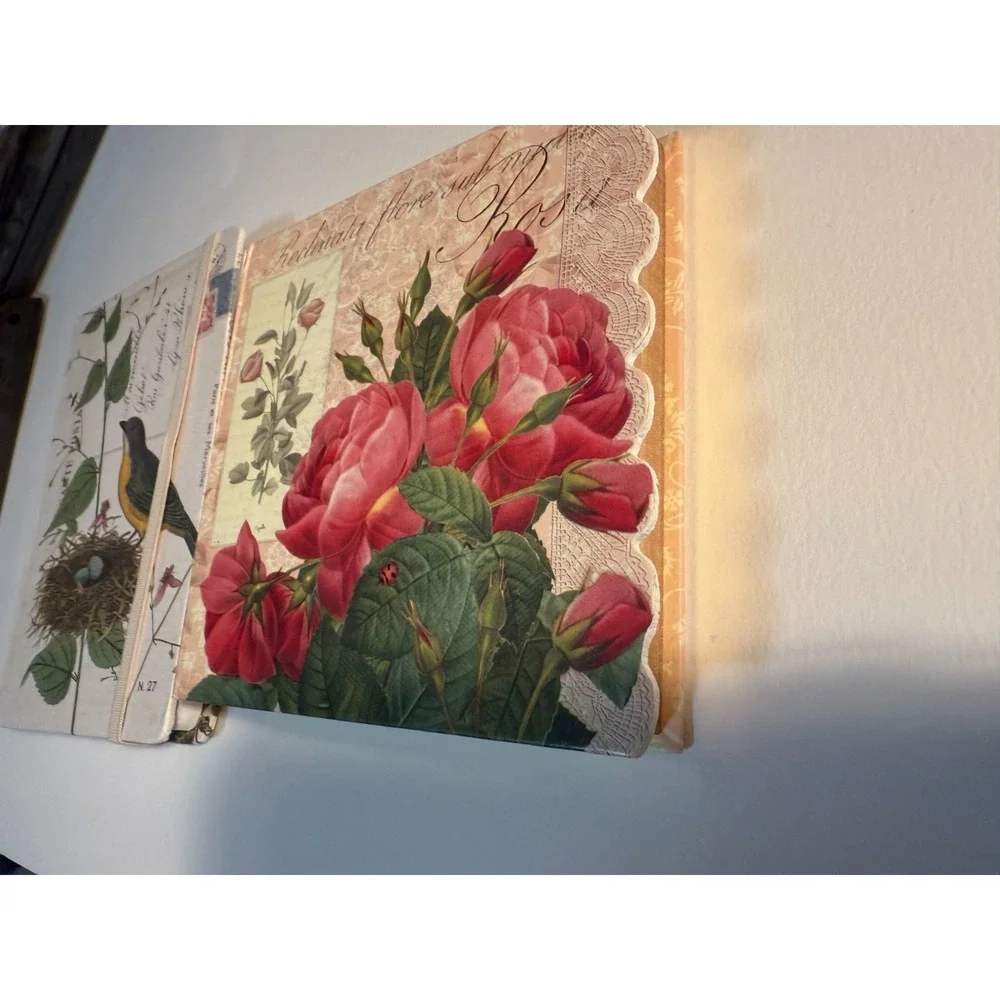 2 blank‎ journals, Bird & Roses Nature. Lined Unused Beautiful Vintage